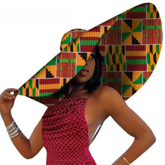 African Women Hat Summer Beach Hats Large Brim Sun Protection Fashion Ankara Cap Hat Customized Product - Free Delivery Worldwide only at Flexi Africa