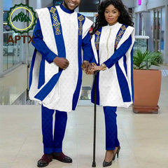 Couples Agbada Set – Men’s Traditional 3PC Suit & Women’s Matching Outfit - Free Delivery Worldwide only at Flexi Africa