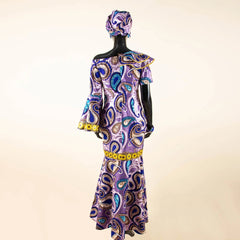 Luxury African Ankara Print Dress – Elegant Slim Fit Gown for Women’s Birthday, Wedding, and Party Events - Free Delivery Worldwide only at Flexi Africa