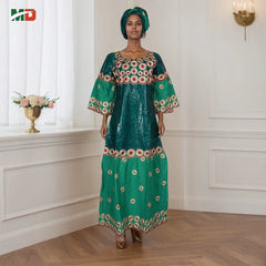 MD African Dresses Women's Clothing Traditional Embroidery Bazin Riche Dashiki Dress Long Dresses 2025 South Africa Lady Clothes - Free Delivery Worldwide only at Flexi Africa