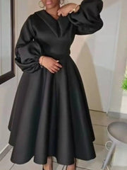 Stylish African Women’s Church Dress – A - Line Fit, Lantern Sleeves & Turn - Down Collar - Free Delivery Worldwide only at Flexi Africa