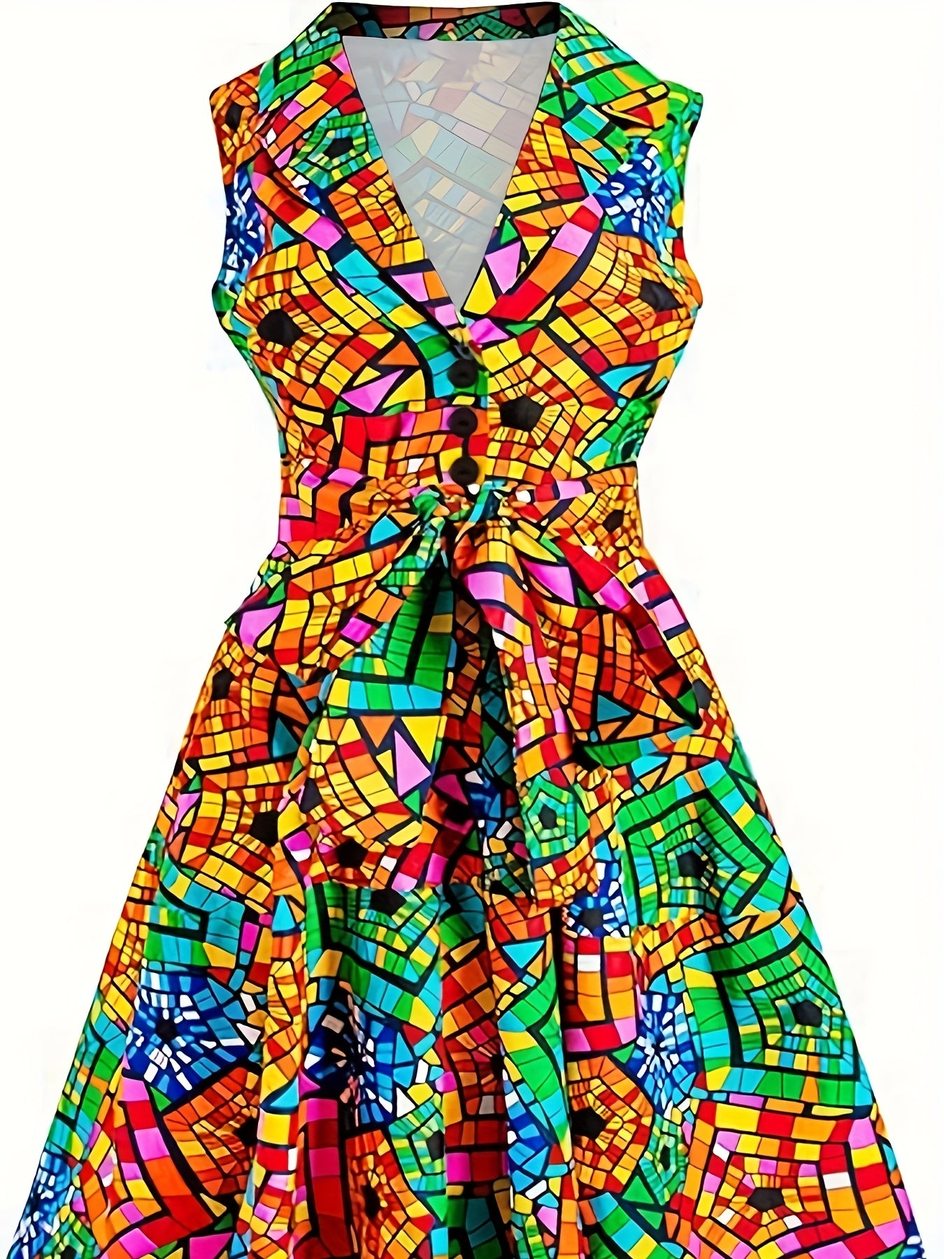 Plus Size Fitted Waist Belt Dress for Women