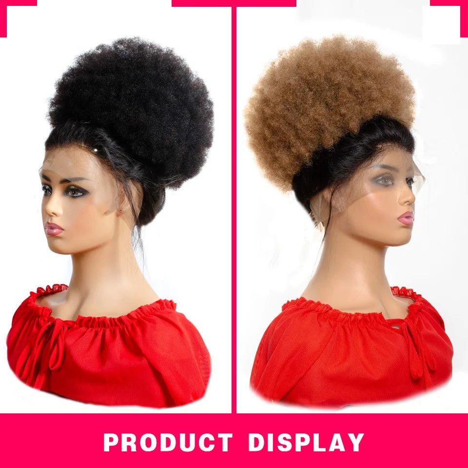 10" Afro Kinky Curly Drawstring Ponytail Human Hair Clip In Extensions Natural Color Bun - Flexi Africa - Flexi Africa offers Free Delivery Worldwide - Vibrant African traditional clothing showcasing bold prints and intricate designs