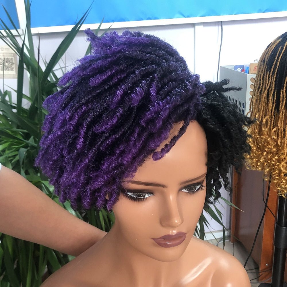 10" Braided Wigs Afro Bob Wig Synthetic Dreadlock Wigs Short Curly - Flexi Africa - Flexi Africa offers Free Delivery Worldwide - Vibrant African traditional clothing showcasing bold prints and intricate designs