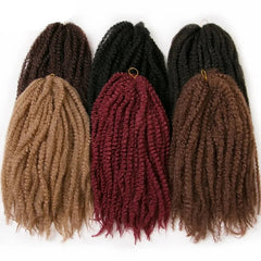 18" Afro Kinky Braiding Hair Synthetic Crochet Marly Braids Extensions 30 Strands Burgundy Black Ombre - Flexi Africa