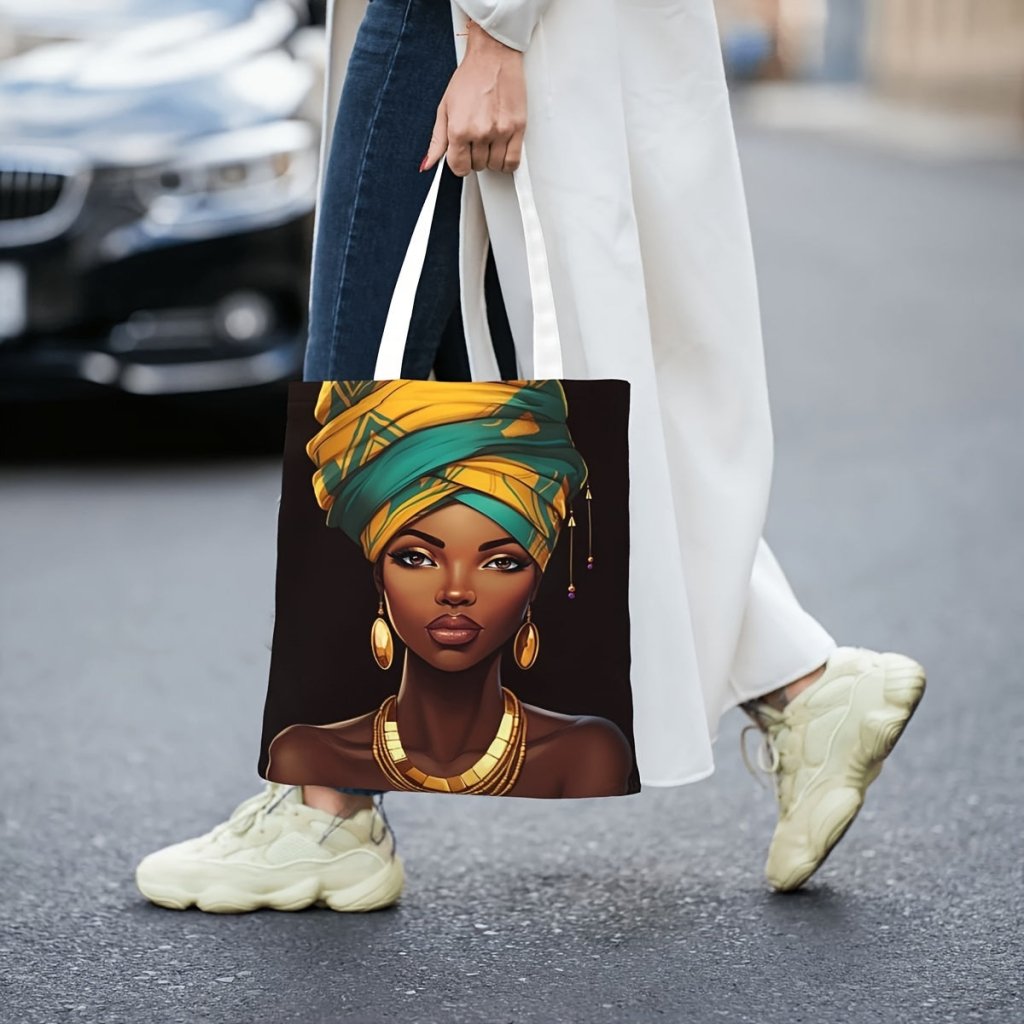 1PC Vibrant African Print Tote Bag - Canvas Shoulder Bag for Women - Free Delivery Worldwide only at Flexi Africa