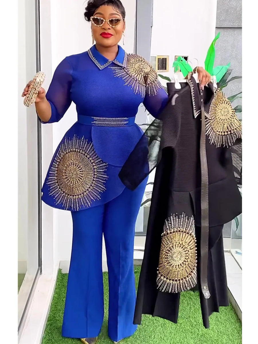 2 Piece Set Africa Clothes 2025 New Dashiki African Summer Fashion Suits Top And Trousers Plus Size Party Clothing for Lady - Free Delivery Worldwide only at Flexi Africa