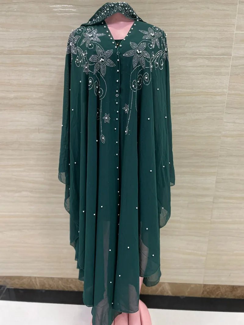 2022 New Muslim Robes Ladies Abaya African Dresses for Women Summer Chiffon Pearl Long Maxi Dress Traditional Clothing Plus Size - Free Delivery Worldwide only at Flexi Africa