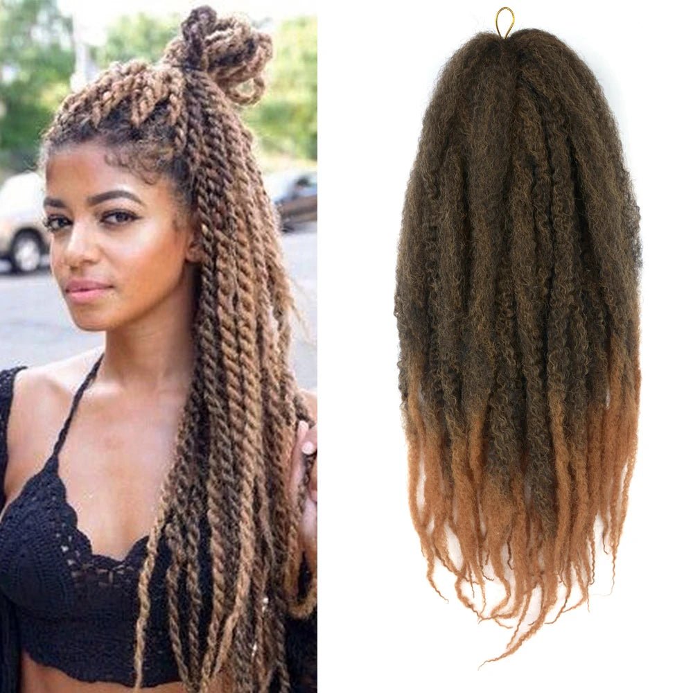 24" Marley Hair For Braids Afro Kinky Marley Braid Hair Synthetic Ombre Braiding Hair Extensions Easy Braid - Flexi Africa