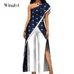 2PC African Women’s Ankara Pant Set – Stylish Off - Shoulder Top and Trousers - Free Delivery Worldwide only at Flexi Africa