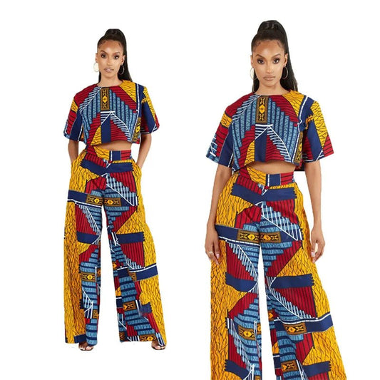 2PC Autumn Sexy African Women Printing Sets Top and Skirt African Suit African Clothes - Flexi Africa - www.flexiafrica.com