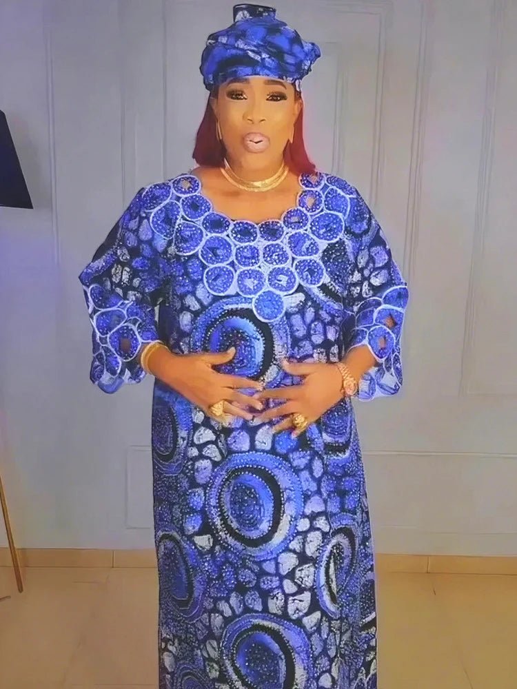 3XL 4XL Plus Size African Dresses Elegant Women Wedding Party Traditional Evening Gown Dashiki Print Outfits Africa Clothes Robe - Free Delivery Worldwide only at Flexi Africa