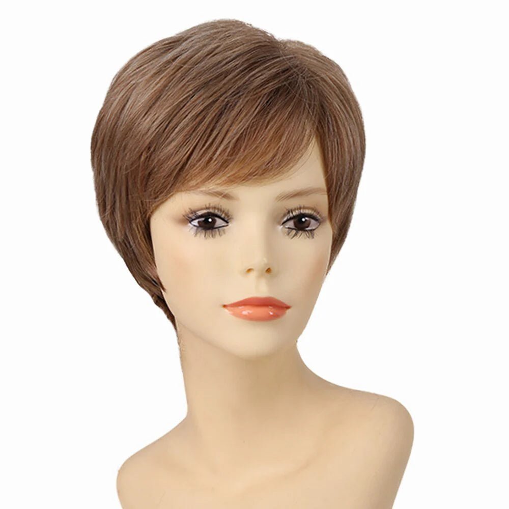 6" Length Amir Synthetic Brown Wig - Short Blonde Wigs with Natural Wave Haircut, Puffy Straight Hair - Free Delivery Worldwide only at Flexi Africa