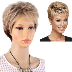 6" Length Amir Synthetic Brown Wig - Short Blonde Wigs with Natural Wave Haircut, Puffy Straight Hair - Free Delivery Worldwide only at Flexi Africa