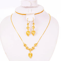 18K Gold Color Ethiopian Jewelry Set for Women – Heart Necklace & Earrings, African Arab Bridal Dowry