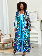 Buy Plus Size Boho Kimono, Women's Plus Lotus Print Contrast Binding Long for only $32.85 at Flexi Africa - Flexi Africa