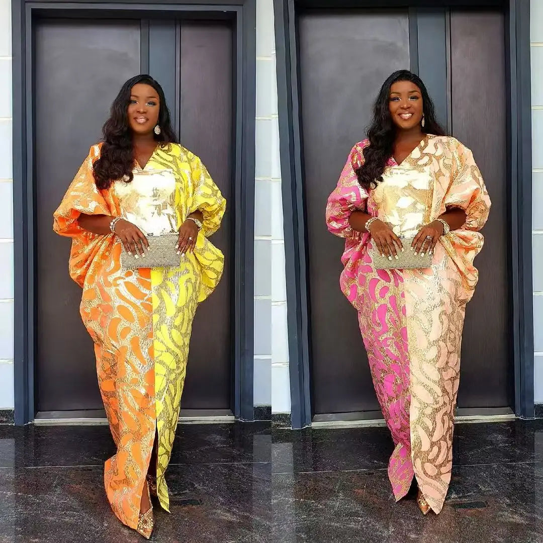 African Dress – Elegant Jacquard Luxury Gown for Women Plus Size