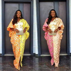 African Dress – Elegant Jacquard Luxury Gown for Women Plus Size