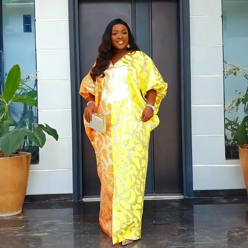 African Dress – Elegant Jacquard Luxury Gown for Women Plus Size