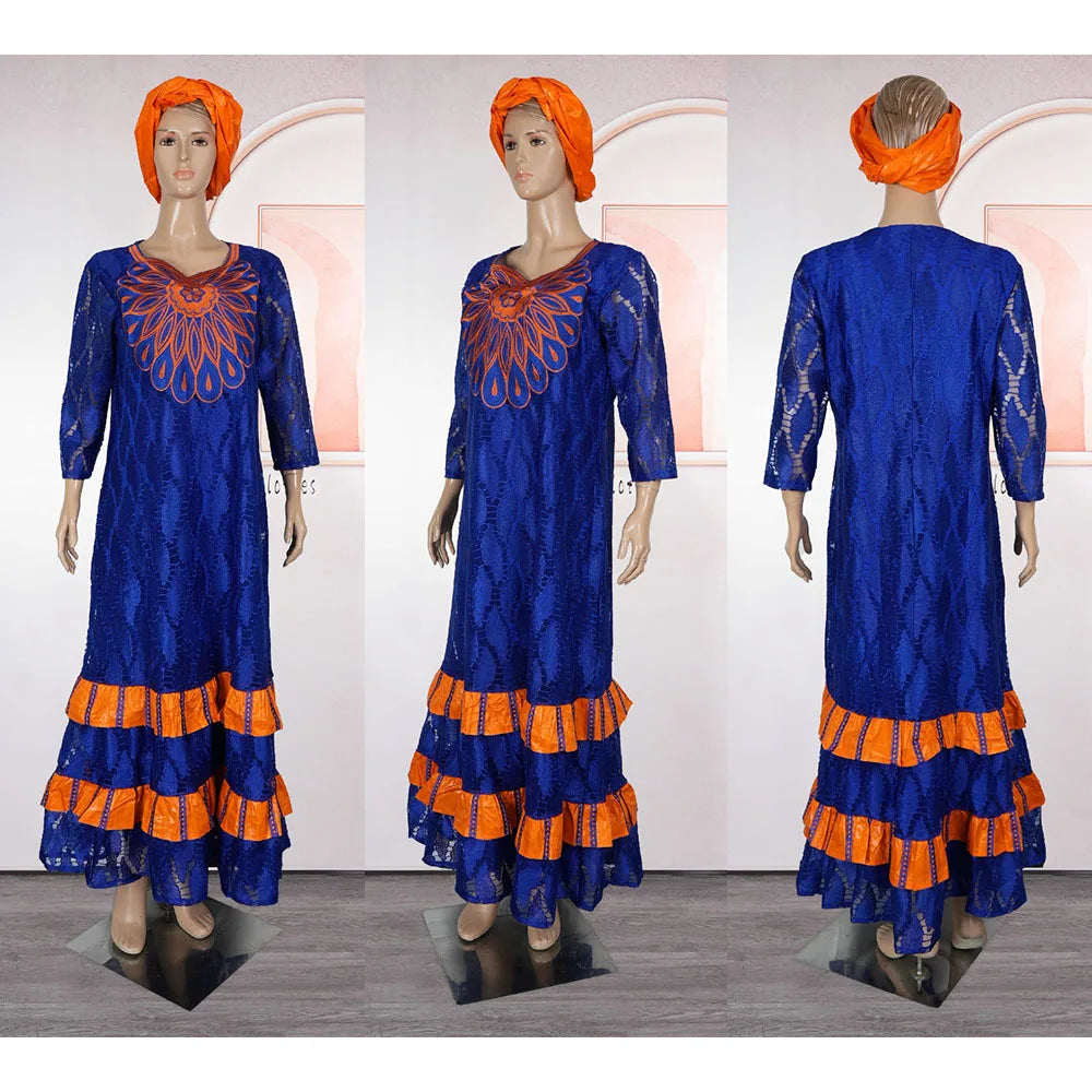 African Clothing for Women – Traditional Plus Size Floral Embroidered Dress