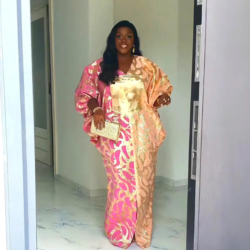 African Dress – Elegant Jacquard Luxury Gown for Women Plus Size