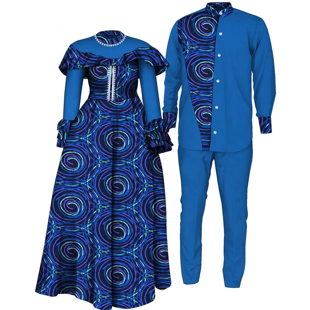 Women’s Printed Dress with Matching Men’s Suit for Weddings, Parties & Special Occasions for only $65.66 at Flexi Africa!