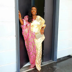 African Dress – Elegant Jacquard Luxury Gown for Women Plus Size