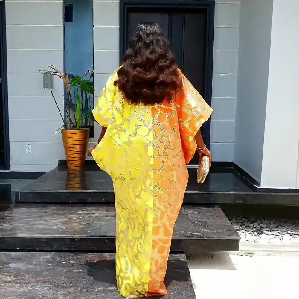 African Dress – Elegant Jacquard Luxury Gown for Women Plus Size