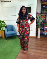 Buy Luxury African Long Gown – Sequin Embellished Caftan Dress with Floral Print and Slit for only $61.49 at Flexi Africa!