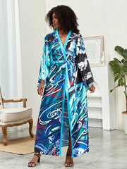Buy Plus Size Boho Kimono, Women's Plus Lotus Print Contrast Binding Long for only $32.85 at Flexi Africa - Flexi Africa