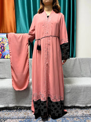 Abayas Chiffon Pure Chains Diamonds Loose Fit Femme Robe Caftan With Turban - Flexi Africa - Flexi Africa offers Free Delivery Worldwide - Vibrant African traditional clothing showcasing bold prints and intricate designs