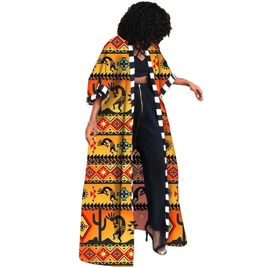 Stylish Dashiki Print Long Shirt Cardigan Coat Dress for Women - Perfect for Autumn and Winter - Free Delivery Worldwide only at Flexi Africa