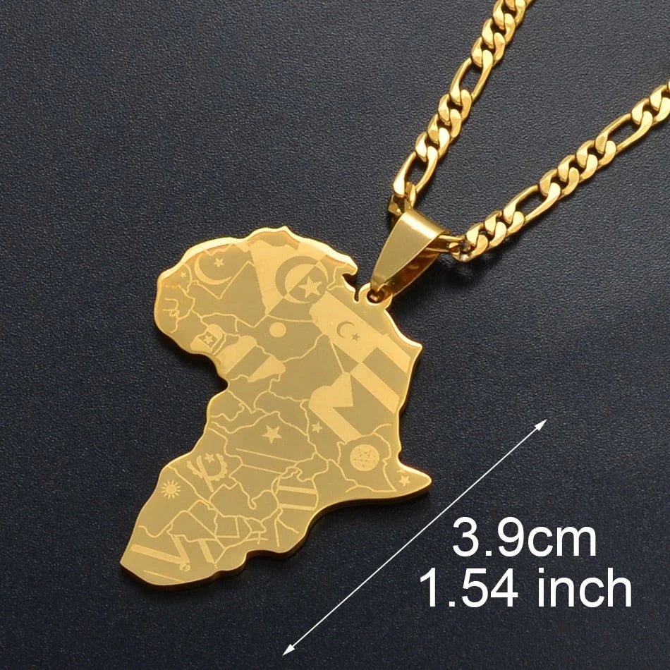 Africa Map Pendant Necklaces in Silver and Gold: Stylish Jewelry for Women and Men - Free Delivery Worldwide only at Flexi Africa