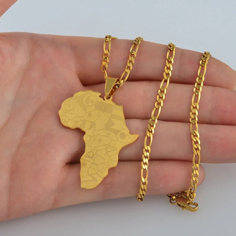 Africa Map Pendant Necklaces in Silver and Gold: Stylish Jewelry for Women and Men - Free Delivery Worldwide only at Flexi Africa