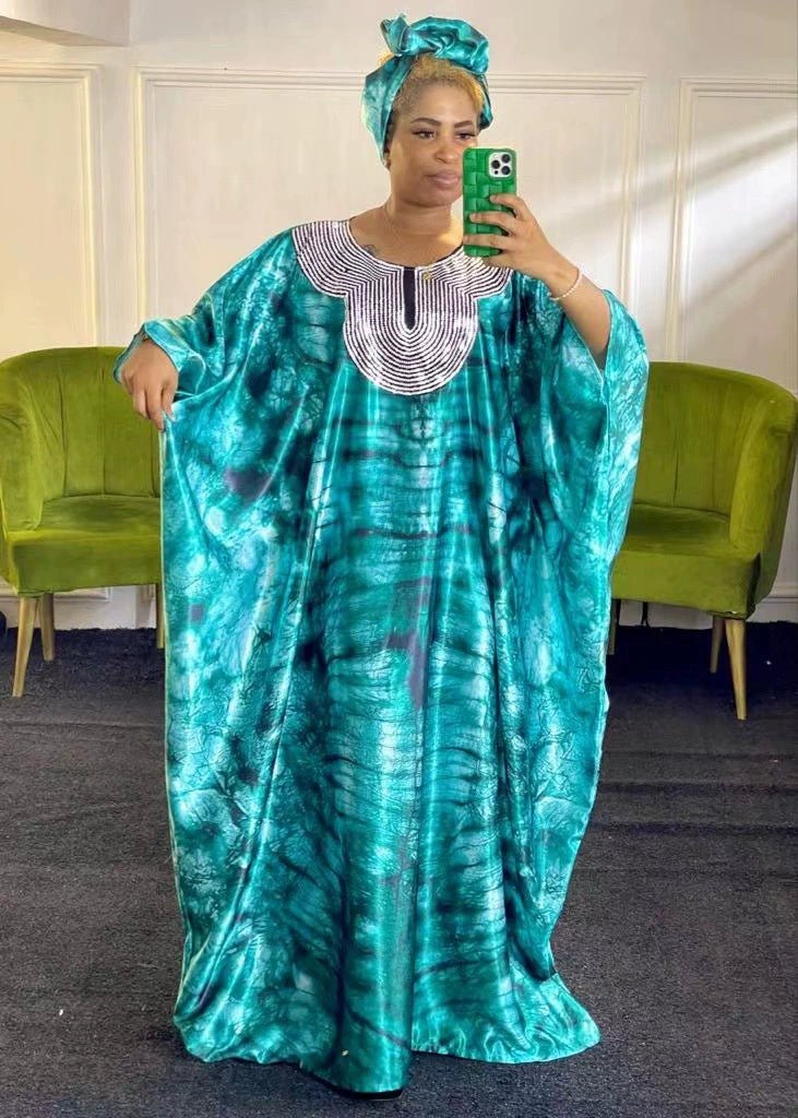 Africa Women Loose Robe Dress With Head Scarf - Free Delivery Worldwide only at Flexi Africa