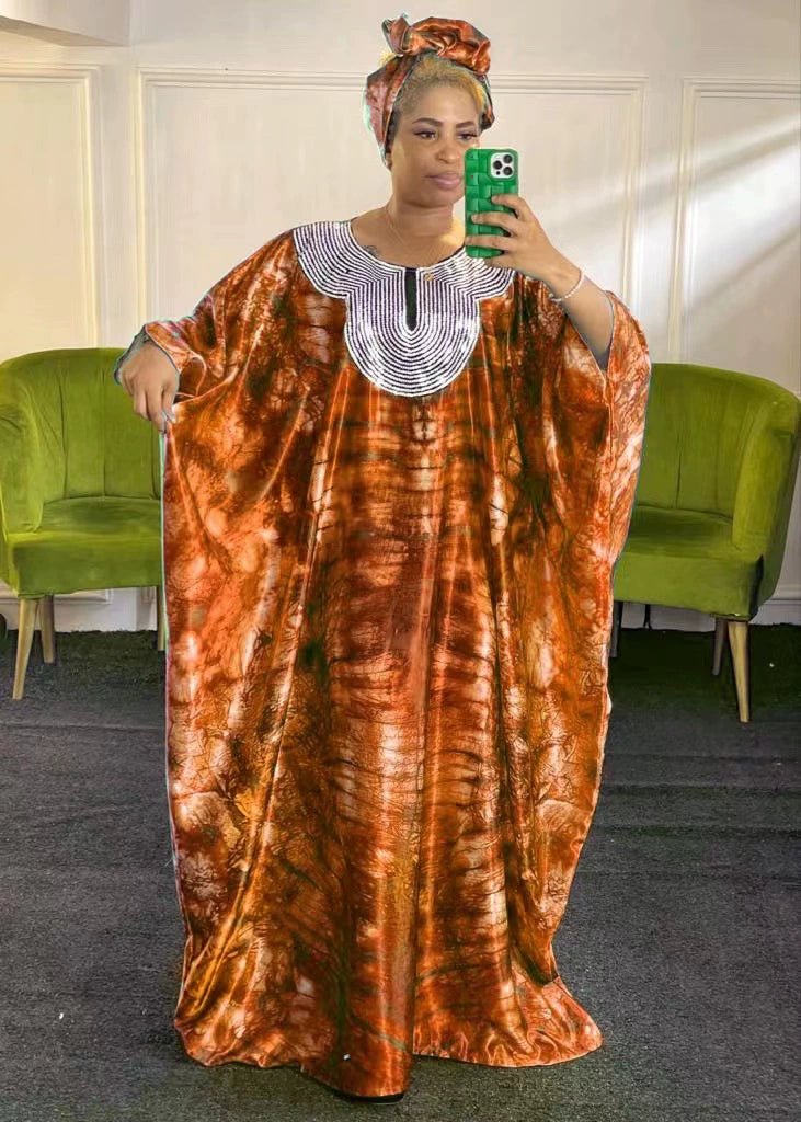 Africa Women Loose Robe Dress With Head Scarf - Free Delivery Worldwide only at Flexi Africa