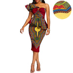 African 2 Piece Set for Women Crop Top + Print Skrit Set Ankara Clothing Dashiki Outfits Blouse Shirt Midi Skirt Casual S1926100 - Free Delivery Worldwide only at Flexi Africa