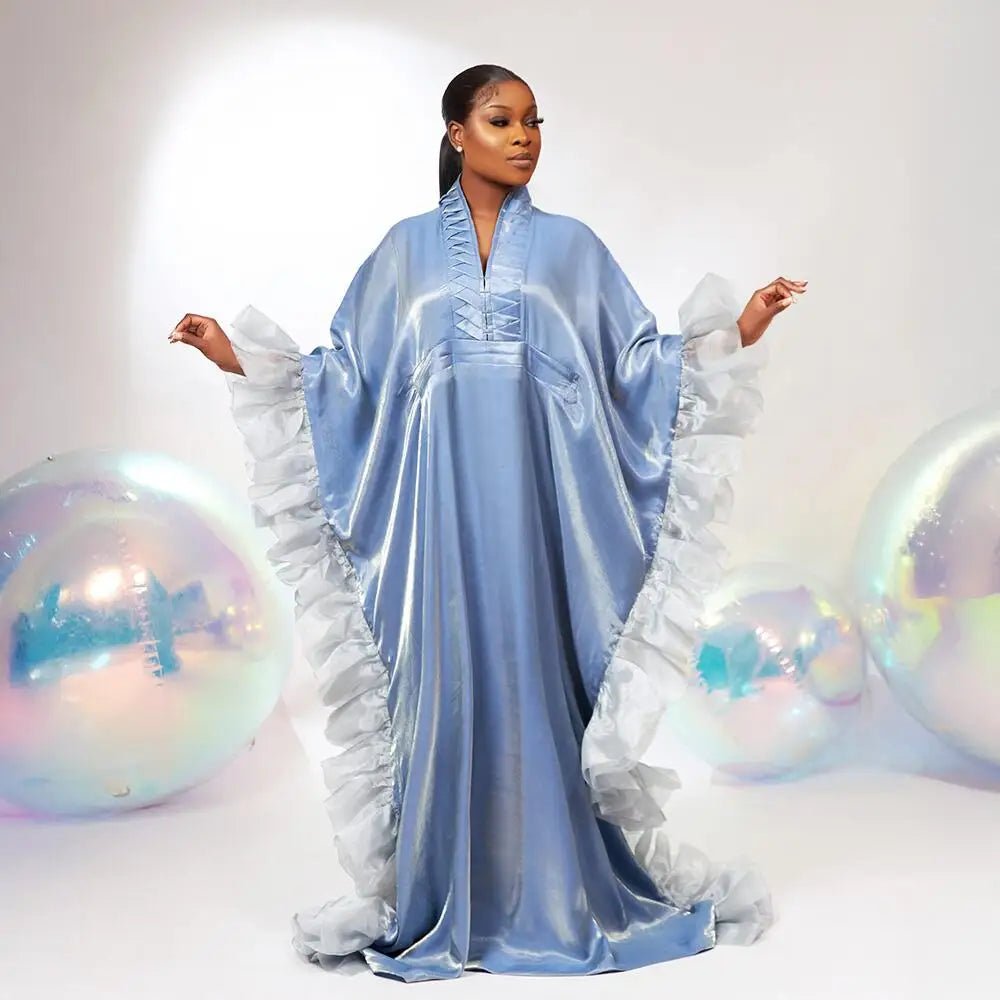 African Ankara Evening Dress for Women – Luxurious Batwing Dashiki Gown - Free Delivery Worldwide only at Flexi Africa