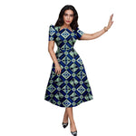 Buy African Print Collar Mid-Calf Dress – Short Sleeve Elegant Party & Casual Wear for only $56.54 at Flexi Africa!