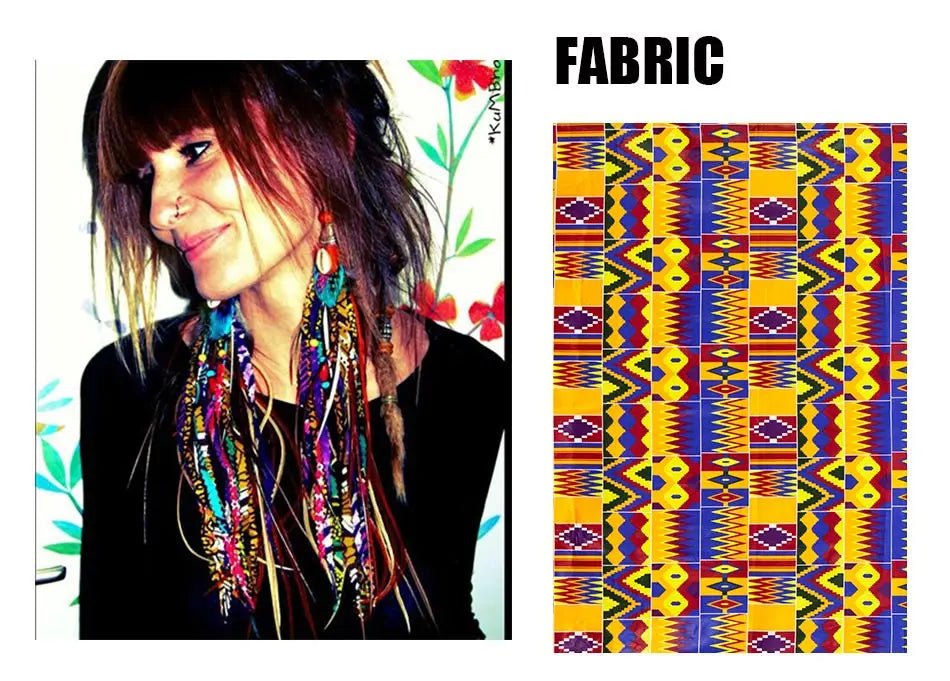 African Ankara Tassel Earrings – Handmade Boho Long Tribal Fabric Jewelry - Free Delivery Worldwide only at Flexi Africa