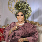 African Auto Gele Headwrap – Bold Fan - Shaped Ready - Made Headtie for Women - Free Delivery Worldwide only at Flexi Africa