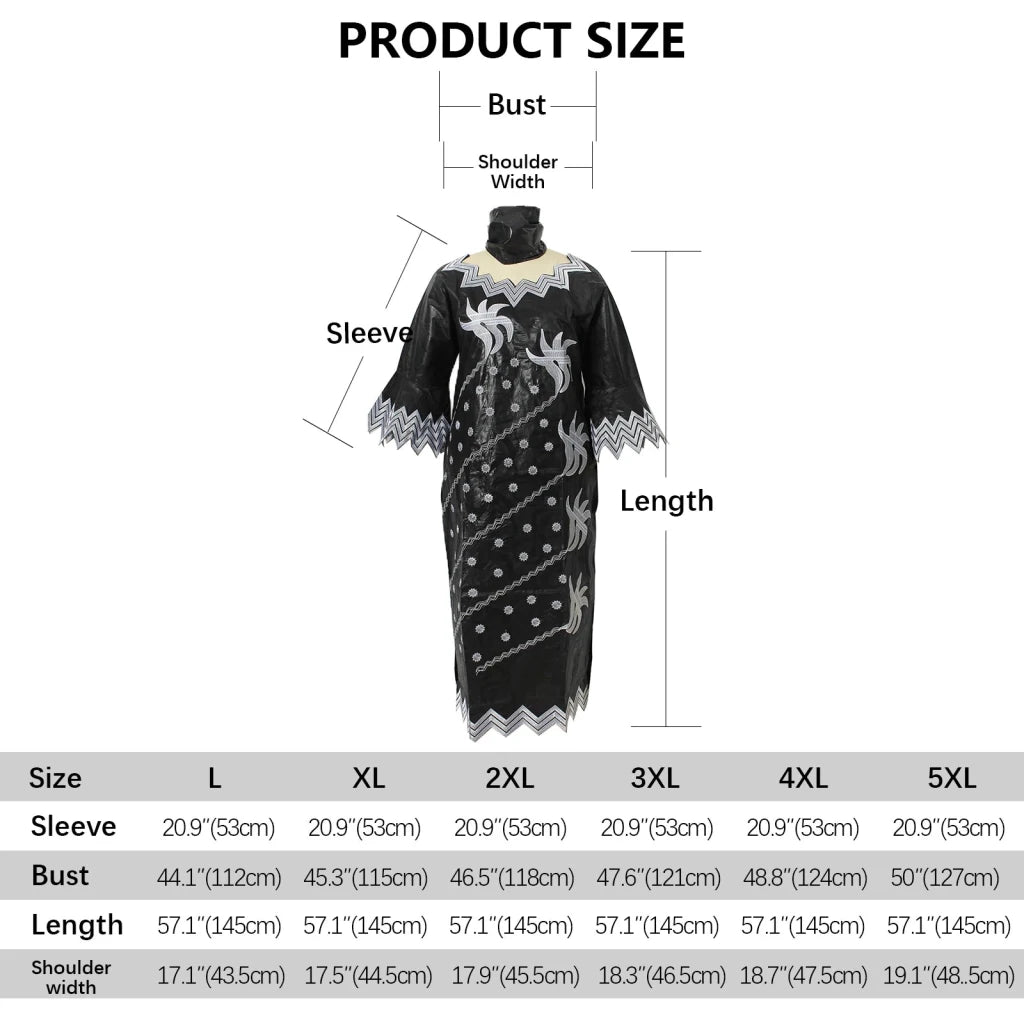 African Bazin Riche Plus Size Dress – Elegant Embroidered Party & Church Dress - Free Delivery Worldwide only at Flexi Africa
