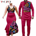 African Clothes for Couple Print Long Dresses for Women Dashiki Men Outfits Shirts and Pants 2 Piece Sets for Wedding A21C005 - Free Delivery Worldwide only at Flexi Africa