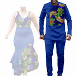 African Clothes for Couple Print Long Dresses for Women Dashiki Men Outfits Shirts and Pants 2 Piece Sets for Wedding A21C005 - Free Delivery Worldwide only at Flexi Africa