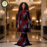 African Clothes for Women 2PC Set – Single Breasted Jacket and Zipper Maxi Dress Ankara Print Outfit - Free Delivery Worldwide only at Flexi Africa