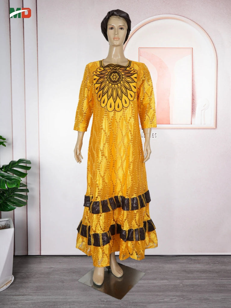 African Clothing for Women – Traditional Plus Size Floral Embroidered Dress - Free Delivery Worldwide only at Flexi Africa