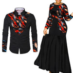 African Couple Matching Outfits – Elegant Lovers’ Traditional Clothing Set, Men’s Shirt & Women’s Long Maxi Dress - Free Delivery Worldwide only at Flexi Africa