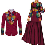 African Couple Matching Outfits – Elegant Lovers’ Traditional Clothing Set, Men’s Shirt & Women’s Long Maxi Dress - Free Delivery Worldwide only at Flexi Africa