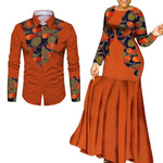 African Couple Matching Outfits – Elegant Lovers’ Traditional Clothing Set, Men’s Shirt & Women’s Long Maxi Dress - Free Delivery Worldwide only at Flexi Africa