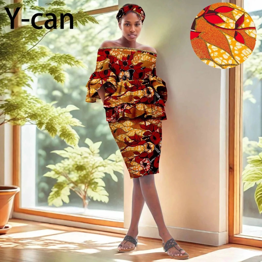 African Dashiki Ankara 2PC Dress & Headband Set – Traditional Women’s Fashion - Free Delivery Worldwide only at Flexi Africa